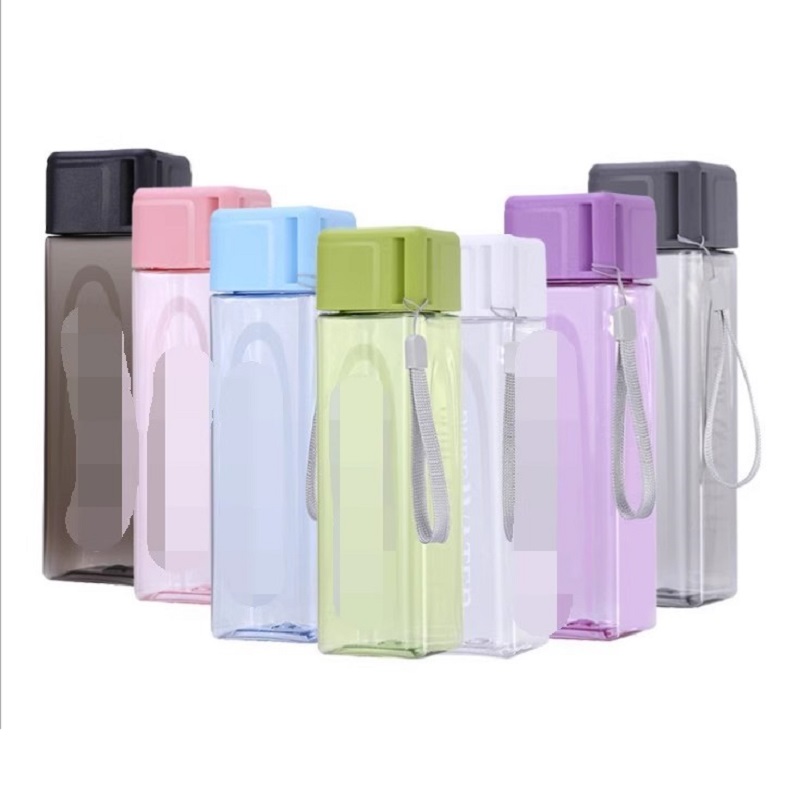 Outdoor Sport Glass Water Bottle - 450 ml, 1 Stück klares quadratisches