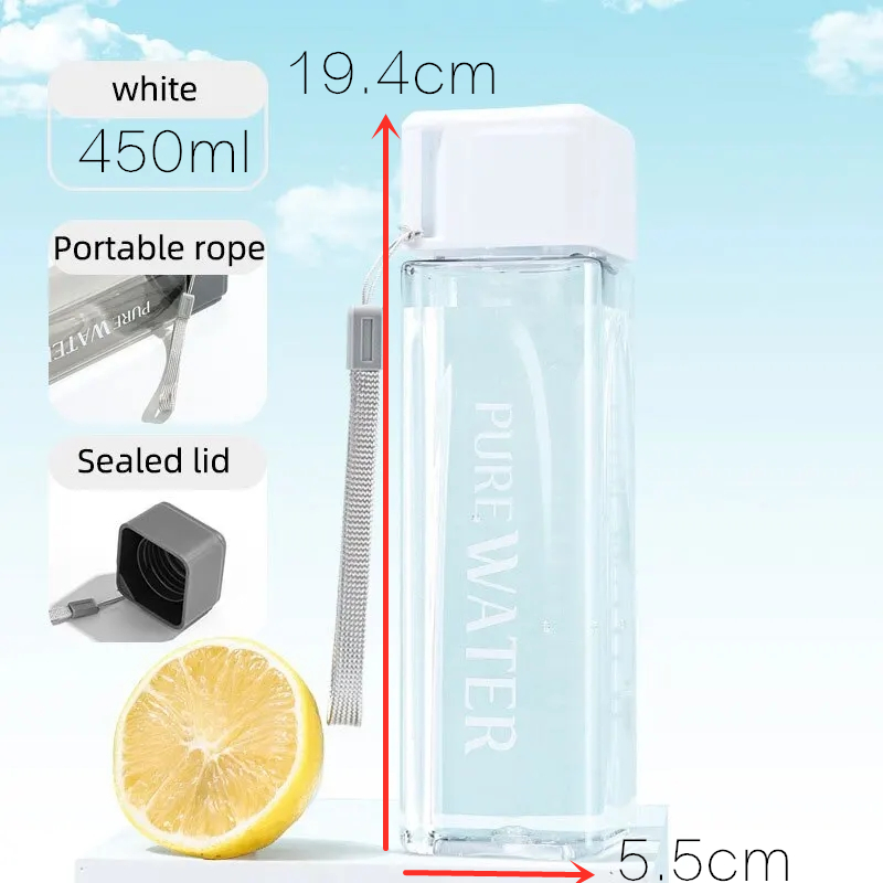 450 ml, 1 Stück klares quadrat – Outdoor Sport Glass Water Bottle Bewertung und Preis